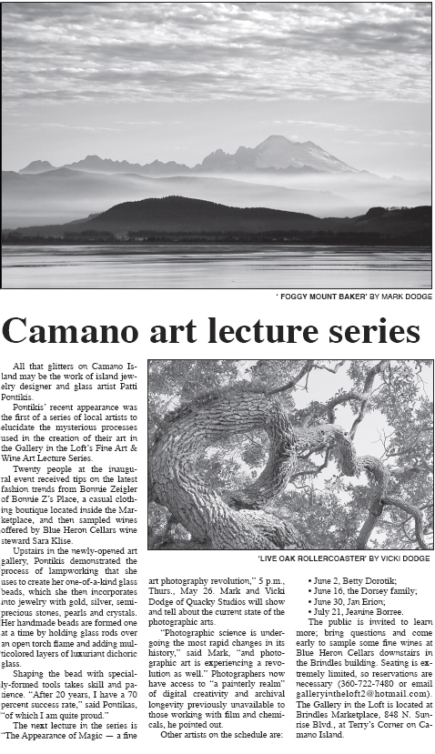 Camano Art Lecture Series article